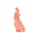 Sexy deep word collar fluttering sleeves mercerized cotton stitching chiffon loose elegant jumpsuit 1942