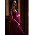 Pregnant woman sexy front panel deep V-neck long sleeve lace dress casual sexy evening dress 8981