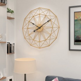 Home simple retro living room wrought iron wall clock round decorative clock metal clock mute