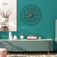 Home simple retro living room wrought iron wall clock round decorative clock metal clock mute