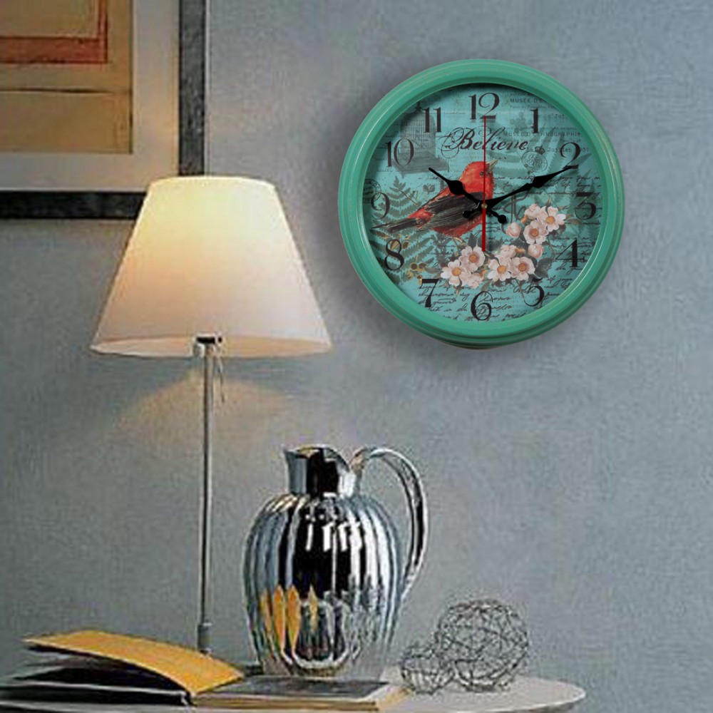Hot products wrought iron personality retro wall clock rural home living room silent clock