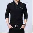 Men's spring and autumn new men's long-sleeved cotton t-shirt bottoming shirt Korean POLO shirt t-shirt men's large size