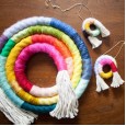 Nordic style children's room ornaments simple rainbow disc wall decoration pure cotton hand-woven wall hanging photo props