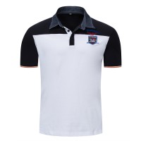 New spring / summer men's POLO SHIRT men's large white color matching lapel T-shirt 031