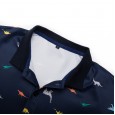 New Men's POLO SHIRT Multicolor Dinosaur Print Men's Lapel Shirt 046