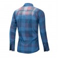 Plus size men's autumn and winter long-sleeved denim shirt plaid shirt 4