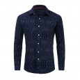 Men's spring and summer new cotton long-sleeved shirt casual printed shirt 187