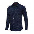 Men's spring and summer new cotton long-sleeved shirt casual printed shirt 187