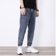 Men's casual pants new hip-hop men's jeans light-colored elastic beam feet nine points jeans men