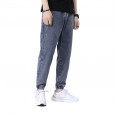 Men's casual pants new hip-hop men's jeans light-colored elastic beam feet nine points jeans men