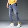 Spring and summer stretch slim jeans men's youth feet pants Korean trend casual jeans