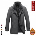 Autumn and winter new men's woolen coat men's double collar coat men's clothing