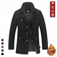 Autumn and winter new men's woolen coat men's double collar coat men's clothing