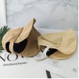 Round face suitable hat female Korean version fisherman hat Japanese cotton linen sunscreen hat cover face ponytail hat