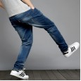 Men's straight high waist jeans wild stretch jeans large size fat trousers fat guy pants 77