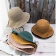 Hat female solid color breathable knitted fisherman hat chic wild casual simple sun hat wave side basin hat straw hat