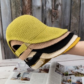 British wind hoop yarn knitting equestrian hat female Japanese wild big eaves shade fisherman hat Korean ponytail