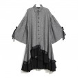 Spring new temperament women's cotton and linen dress loose ruffled shirt skirt 3073