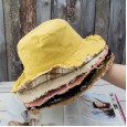 Japanese washed fold double-sided plaid burr fisherman hat wild small edge basin hat sun hat sun hat