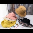 Japanese washed fold double-sided plaid burr fisherman hat wild small edge basin hat sun hat sun hat