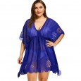 Summer new plus size women's sexy V-neck perspective bikini beach swimsuit coverall sunscreen
