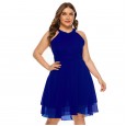 Fat mm large size women's dress hanging neck sleeveless chiffon dress skirt
