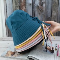 Japanese basin hat female back strap Korean version of the solid color dome retro wild casual bucket hat shade decoration hat tide