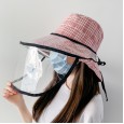 Spring and summer cotton and linen Scottish grid children's hat outdoor sunscreen transparent transparent anti-foam fisherman hat