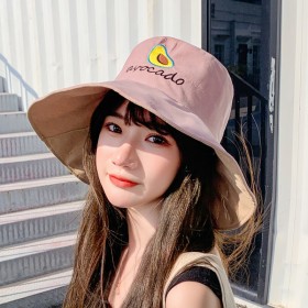 Hat ladies summer big along the shade hot sale avocado double-sided fisherman hat casual sunscreen fashion basin hat