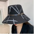 Spring and summer new travel fisherman hat female black simple sun hat wild belt buckle sunscreen sun hat