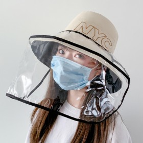 Transparent mask cap adult anti-cover detachable fisherman hat male and female college students fashion anti-spittle hat