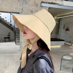 Fisherman hat female spring and summer thin section wide eaves cute wild foldable lace sun hat