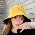 Double-sided fisherman hat female spring autumn winter tide anti-hat hat sunscreen printed letter basin hat