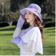 Hat female summer striped bow fisherman hat outdoor cycling UV protection travel wild picking tea hat sun hat