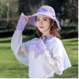 Hat female summer striped bow fisherman hat outdoor cycling UV protection travel wild picking tea hat sun hat