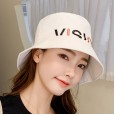 New fashion hat female summer simple letter embroidery fisherman hat outdoor travel beach sun hat