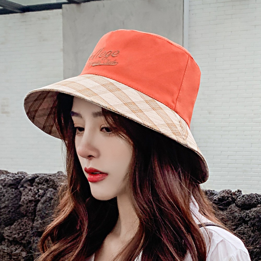 Spring and summer new sunscreen hat female trend color matching letter basin hat shade fisherman hat tide shade cloth hat