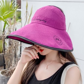 Letter embroidery smiley fisherman hat men and women sunscreen foldable empty top sun hat summer sun hat leisure
