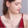 Fashion 925 Sterling Silver Bow Necklace Women's Belt Gemstone Double Pendant Give Gift Jewelry