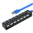 Practical desktop usb3.0 hub one minute seven port splitter independent switch with light usb plug extension connector