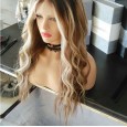 Ladies mid-length long curly hair chemical fiber gradient dyeing wig headgear matte high temperature silk