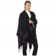 Ms. Thickened Color Strips Imitation Cashmere Jacquard Shawl Dual-purpose Office Warm Hooded Cape