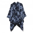 New ladies retro ethnic style flowers warm sunscreen imitation cashmere shawl cloak