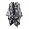 New ladies retro ethnic style flowers warm sunscreen imitation cashmere shawl cloak
