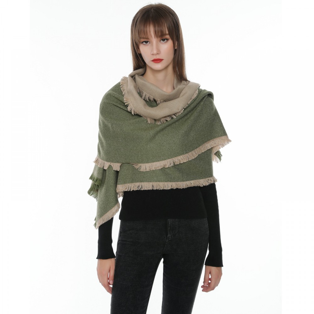 New imitation cashmere scarf female double-sided warm knitted solid color scarf