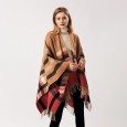 Ladies scarf autumn and winter bristle plaid tassel wild warm shawl cloak dual-use fashion