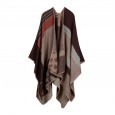 Autumn and winter scarf wild lattice ladies travel shawl imitation cashmere national wind split thickening cloak