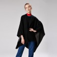 Solid color imitation cashmere wide open shawl warm monochrome cape plain cloak