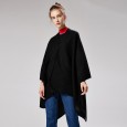 Solid color imitation cashmere wide open shawl warm monochrome cape plain cloak