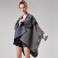Women's new abstract pattern thickened split dual-purpose shawl hot cloak